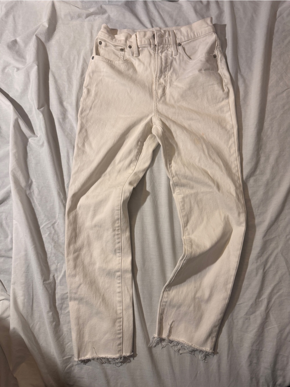 Madewell Cream Denim Jacket with Subtle Stitching